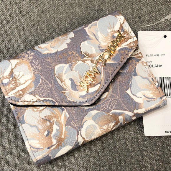 Betsey Johnson Floral Flap Wallet Grey - Picture 2 of 6